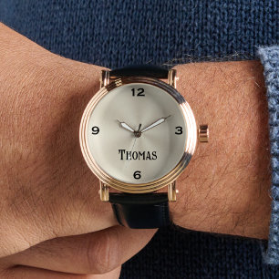 Manar Snyggt Guld Vintage Watch Leather Strap Armbandsur