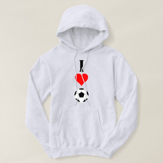 Manar Soccer Älskare "I Kärlek/Heart Soccer" Hoodie (Design framsida)