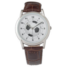 Manar Soccer Ball Classic Brown Leather Watch