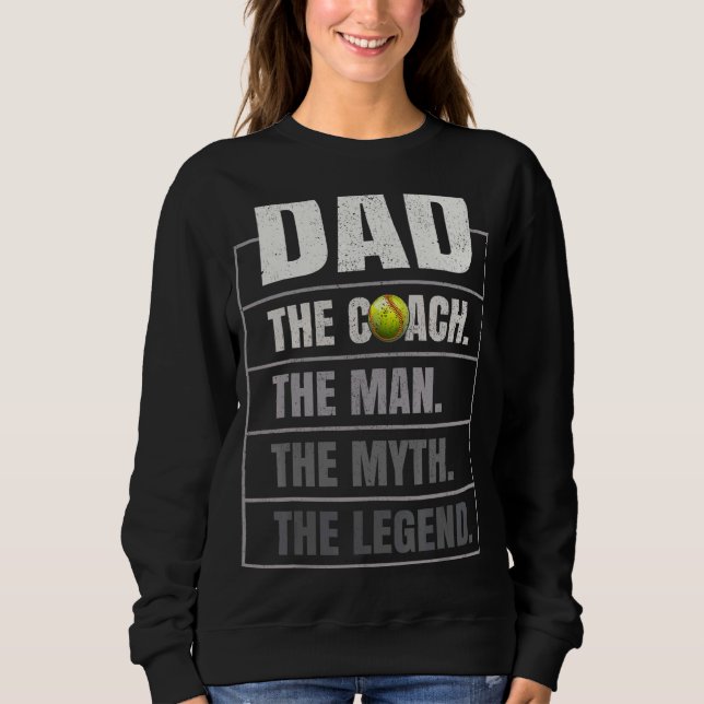 Manar Softball Coach Pappa Man Myth Legend Softbal T Shirt (Framsida)