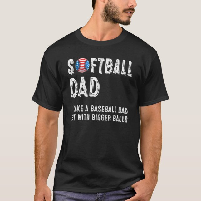 Manar Softball Pappa Baseball Bigger Bollar USA fl T Shirt (Framsida)