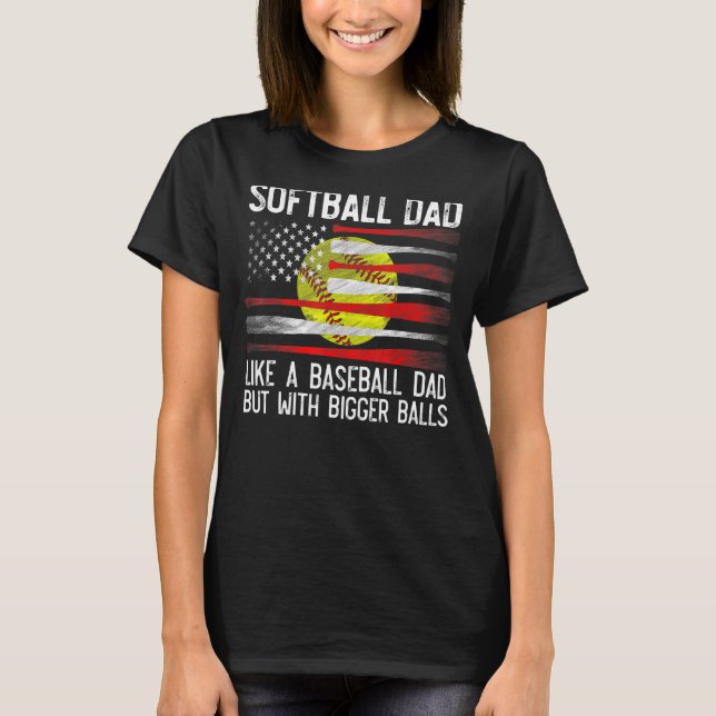Manar Softball Pappa Bigger Bollar Best Pappa Coac T Shirt (Framsida)