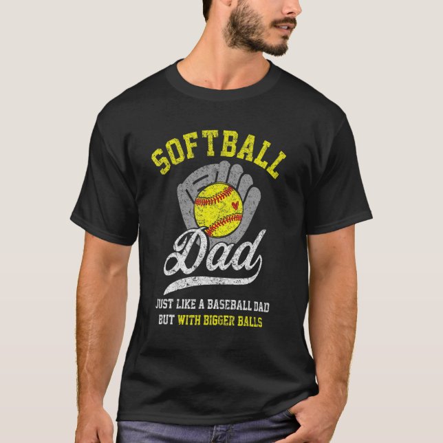 Manar Softball Pappa med större Bollar-prodbaserad T Shirt (Framsida)