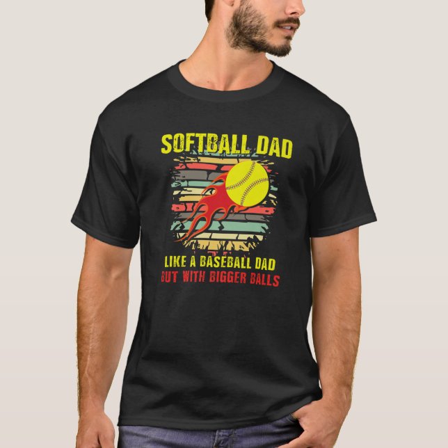 Manar-softball Pappa som en baseball Pappa men med T Shirt (Framsida)