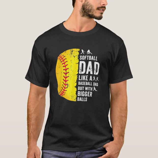 Manar Softball Pappa som en baseboll pappa med stö T Shirt (Framsida)