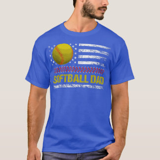 Manar Softball Pappa Vintage USA Amerikanska Flagg T Shirt