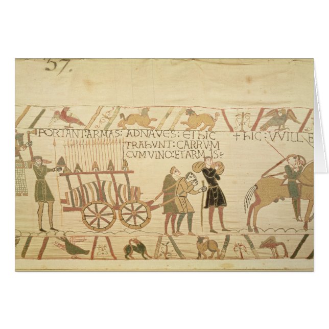 Manar som drar en vagn, laddade med vin och ärmar hälsningskort (Framsidan Horizontal)