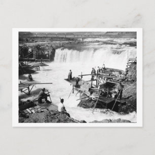 Manar som fiskar i Celilo Falls-fotot Vykort