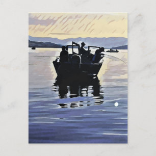 manar som fiskar i sjö abstrakt silhuette art vykort