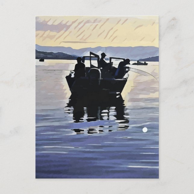 manar som fiskar i sjö abstrakt silhuette art vykort (Framsida)