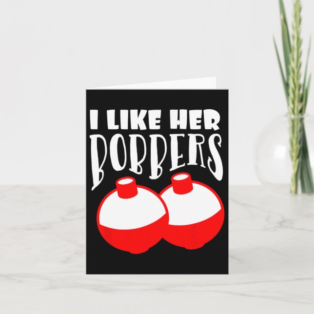 Manar som Hennes Bobbers Funny Fishing Par Gif Kort (Framsida)