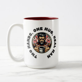 Manar som kärlek dricker kaffe med två händer Två-Tonad mugg