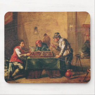 Manar som leker Backgammon i en krog Musmatta