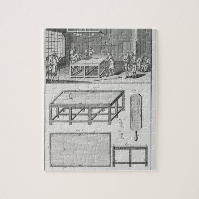 Manar som leker biljard, från 'den Encyclopedie Pussel (Vertikal)