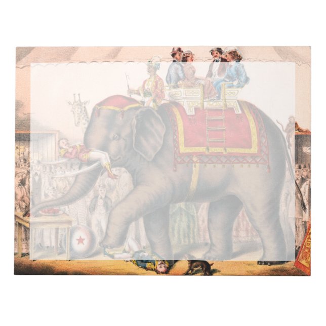 Manar som utför en cirkus-handling med en elefant. anteckningsblock (Framsida)