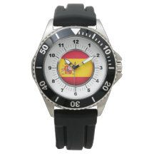 Manar Spanien Flagga Krona Black Rubber Strap Watc