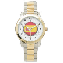 Manar Spanien Flagga Oversized Two-Tone Watch Armbandsur