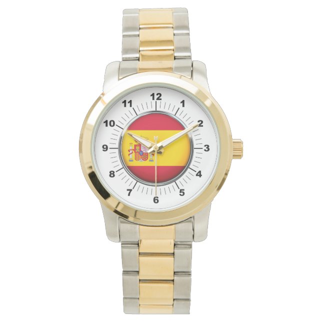 Manar Spanien Flagga Oversized Two-Tone Watch Armbandsur (Framsida)