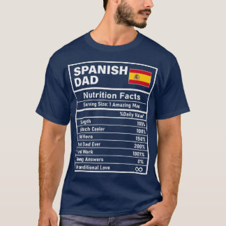 Manar Spanien Pappa Nutrition Facts Fars dag Nati T Shirt