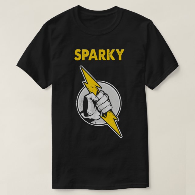 Manar Sparky Electrician Hand Lightning T Shirt (Design framsida)