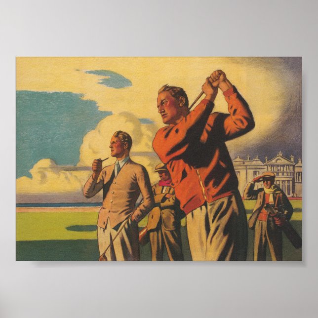 Manar spelar Golf, Vintage Golf Poster (Framsidan)