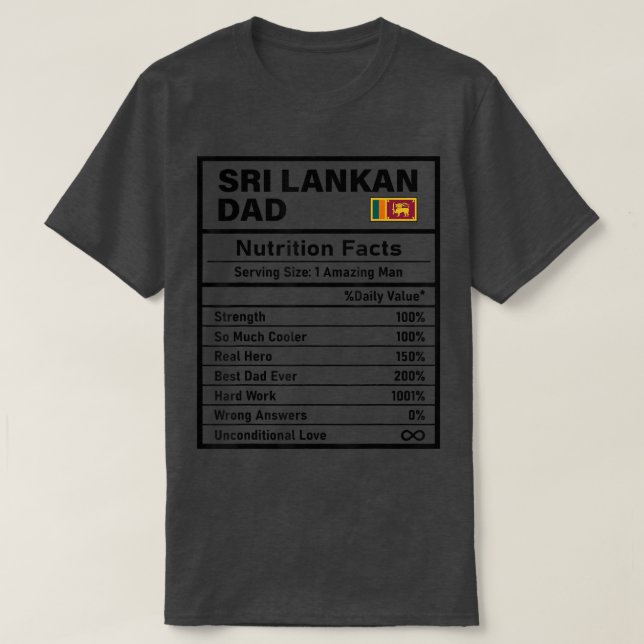 Manar Sri Lanka Pappa Nutrition Facts Fars dag N T Shirt (Design framsida)