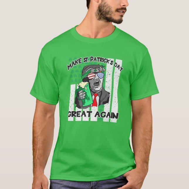 Manar St patricks day Beer Drinking American Flagg T Shirt (Framsida)