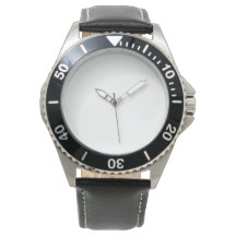 Manar Stainless Steel Black Leather Strap Watch