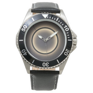 Manar Stainless Steel Black Leather Strap Watch Armbandsur