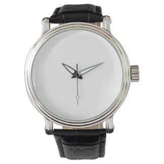 Manar Stainless Steel Black Leather Strap Watch Armbandsur