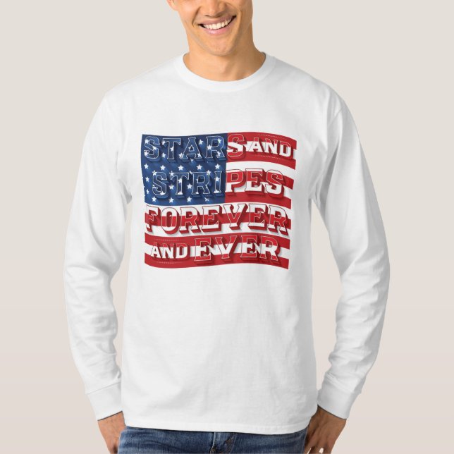 Manar Stars och stripes Long-Sleeve Shirt/White T Shirt (Framsida)