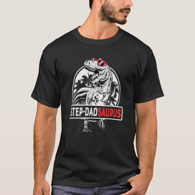 Manar Step Dadsaurus Rex Dinosaur Step Pappa Sauru T Shirt (Framsida)