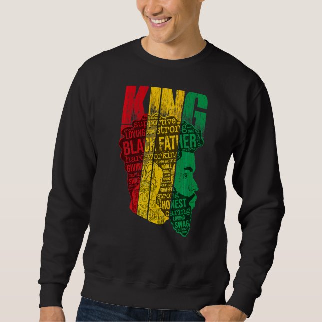 Manar Strong Black Kung African American Natural A Lång Ärmad Tröja (Framsida)