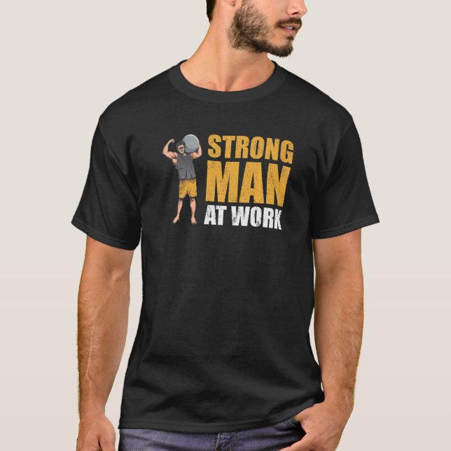 Manar Strongman On Work Bodybuilding der Supportan T Shirt (Framsida)