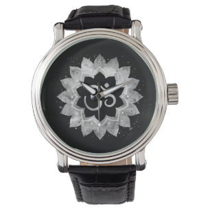 *~* Manar subtilt Aum OM Grått Meditative Mandala Armbandsur