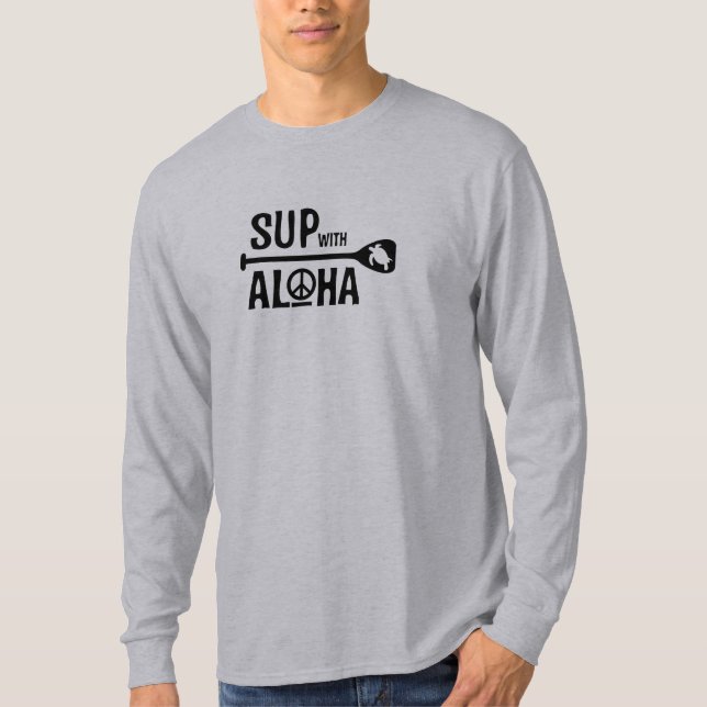 Manar SUP med Aloha långärmadutslagsplatsen T Shirt (Framsida)