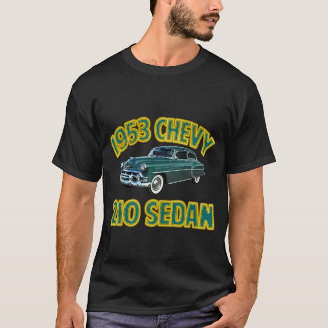 Manar svart Chevy 1953 210 Tee Shirt (Framsida)