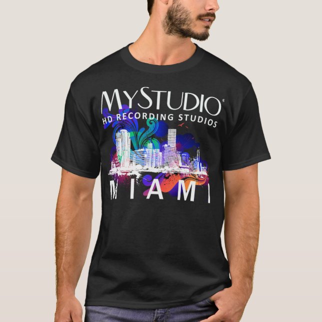 Manar svart Miami T-tröja Tee Shirt (Framsida)