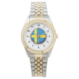 Manar Sverige Flagga Two-Tone Bracelet Watch Armbandsur