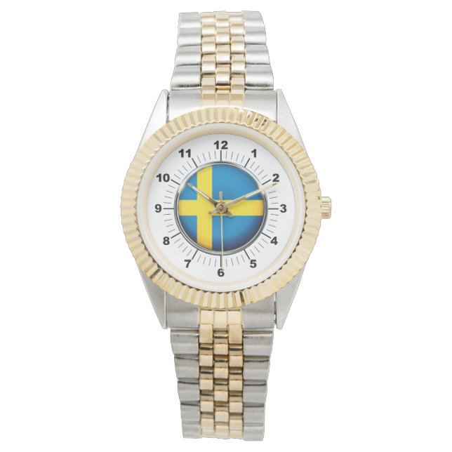 Manar Sverige Flagga Two-Tone Bracelet Watch Armbandsur (Framsida)
