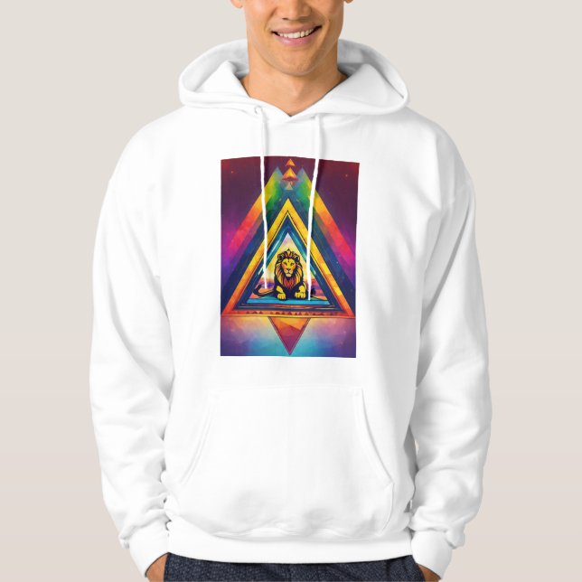 Manar T-Shirt med fet Lejon Ansikte-utskrift Hoodie (Framsida)