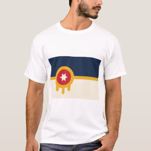 Manar T Shirt med Flagga av Tulsa, Oklahoma