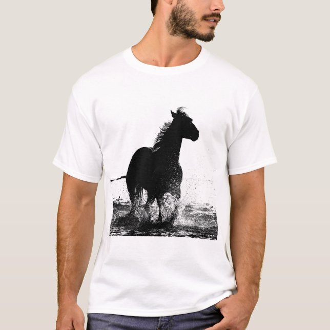 Manar T Shirts Modern Running Horse Pop Art (Framsida)