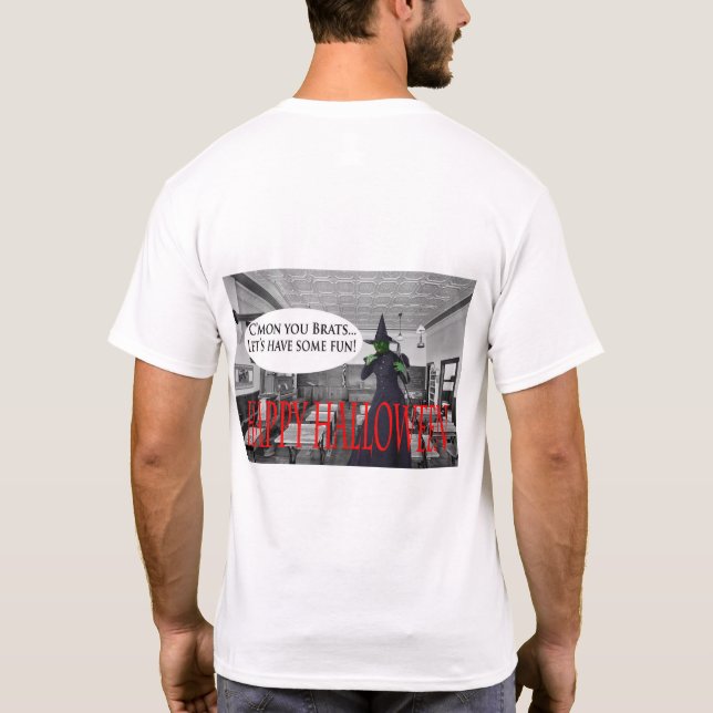 manar T-skjorta happy halloween-häxkatt T Shirt (Baksida)