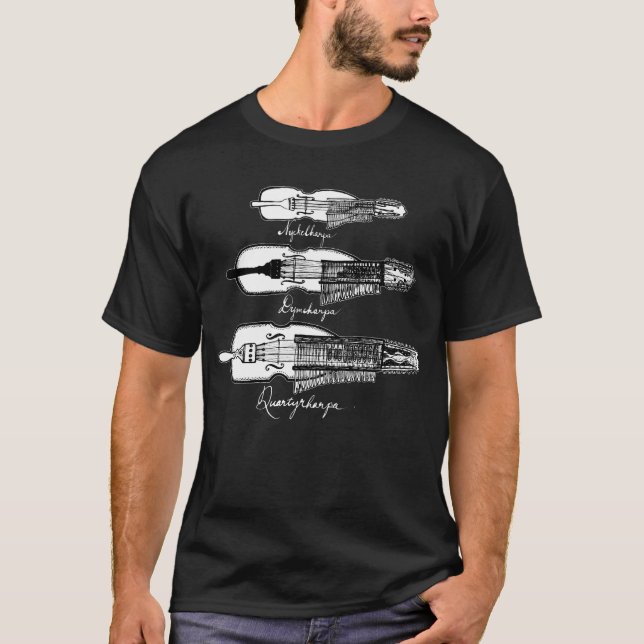 Manar T-tröja för Nyckelharpa mörk Tee Shirt (Framsida)