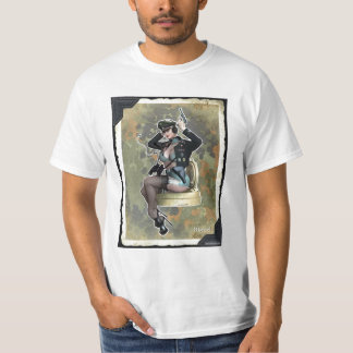 Manar T-tröja med en härlig vintageflicka in uni Tee Shirt