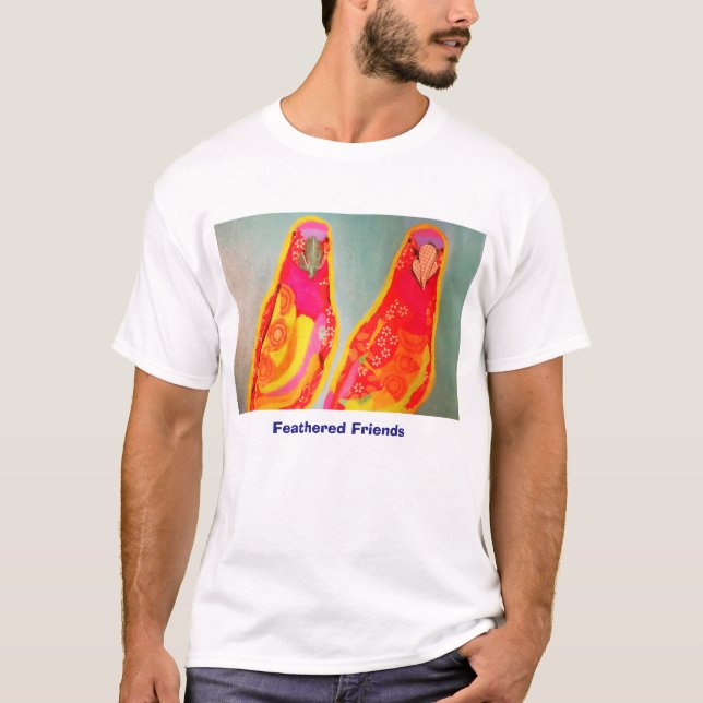 Manar T-tröja med fågel befjädrade vänner T-shirt (Framsida)