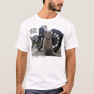 MANAR T-TRÖJA MED HUNDEN OCH MOTORCYKELN TEE SHIRT