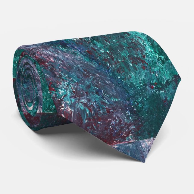 Manar Teal Art Necktie Slips (Rullad)