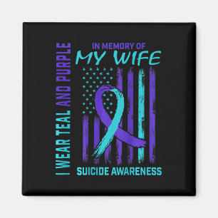 Manar Teal Lila Ribbon Suicide Awareness Flagga Wi Magnet